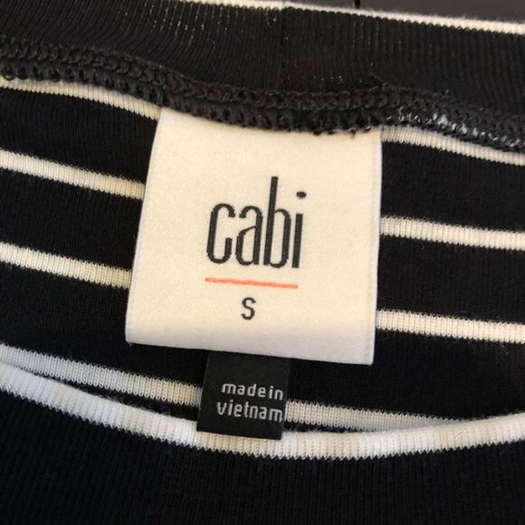 Cabi black white striped jersey knit top size Small #4005 - Picture 6 of 12
